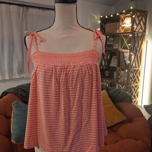 Soma Coral Smocked Tie Strap Sleep Tank (L)